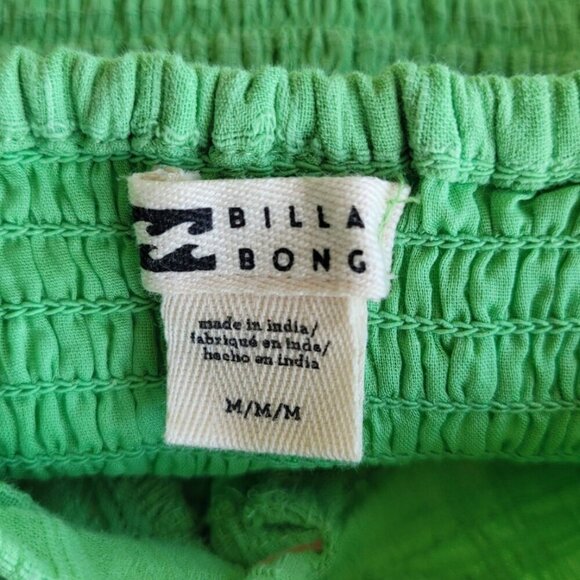 Billabong Green Cotton Boho Puff Sleeve Mini Dress M NWOT - Picture 9 of 12
